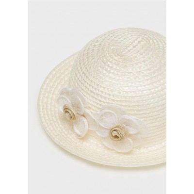 Sombrero flores rafia BLANCO 2